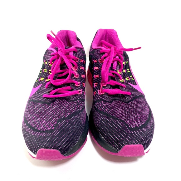 fuchsia and black shoes